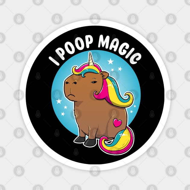 I poop magic Cartoon Capybara Unicorn Magnet by capydays